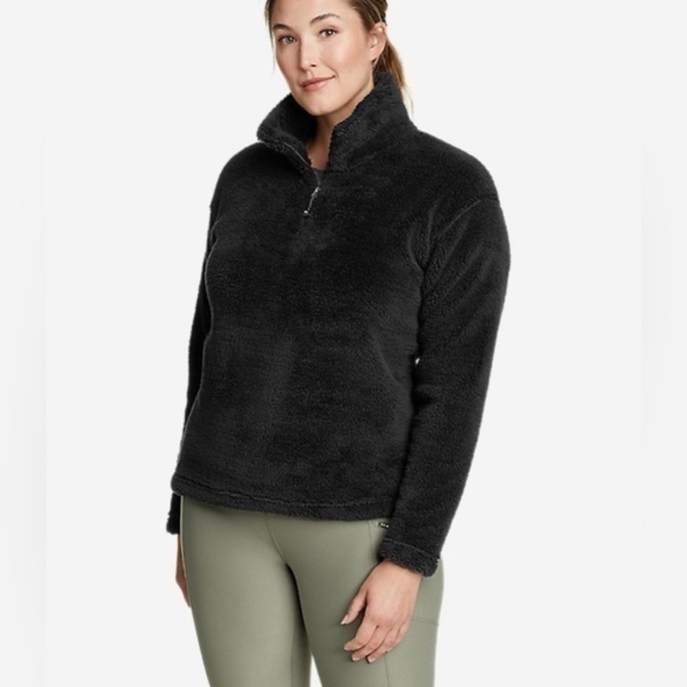 Women’s Eddie Bauer Quest Plush 1/4 Zip Pullover - Black - Size Large